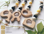 little leaf organic teether-black&yellow - rabbit عضاضة عضوية للرضع مع مشبك لون أسود بالأصفر شكل ارنب