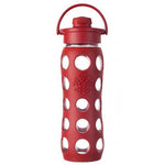 Lifefactory 22-Ounce Glass Water Bottle with Flip Cap & Silicone Sleeve - Red