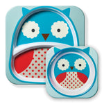 Skip Hop Melamine Plate & Bowl Set owl صحن وزبدية الطعام للأطفال-بومة من ماركة سكيب هوب