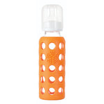 Lifefactory - 9oz Glass Baby Bottle with Nipple - Orange  رضّاعة أطفال زجاجية 9 أوقية مع حلمة من لايف فاكتوري- برتقالي