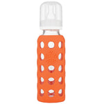 Lifefactory - 9oz Glass Baby Bottle with Nipple - Papaya   رضّاعة أطفال زجاجية 9 أوقية مع حلمة من لايف فاكتوري- برتقالي غامق