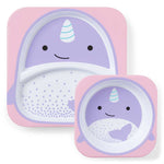 Skip Hop Melamine Plate & Bowl Set Narwhal مجموعة أطباق مائدة على شكل حوت وحيد القرن من سكيب هوب